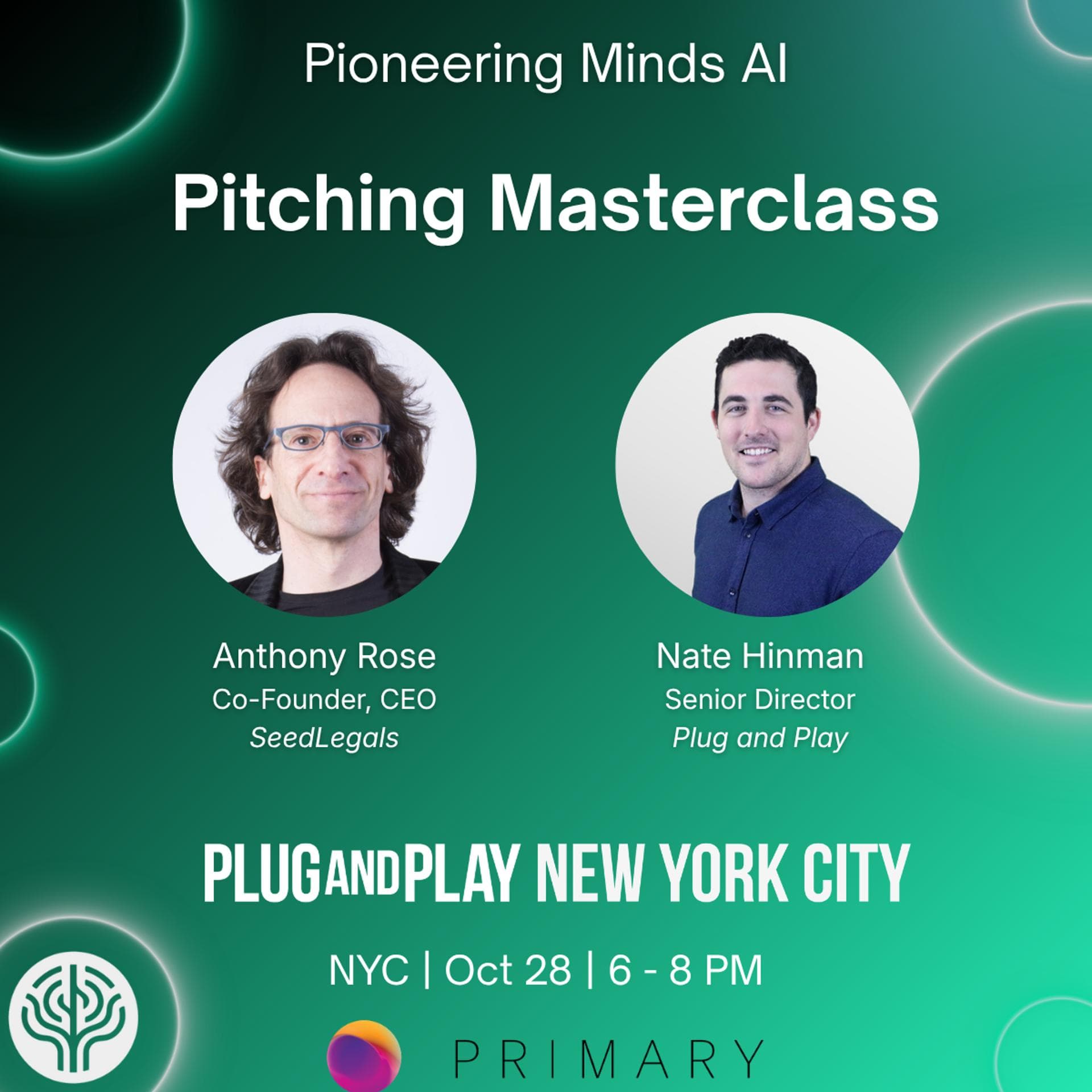Plug and Play x PMAI: Pitching Masterclass III event artwork