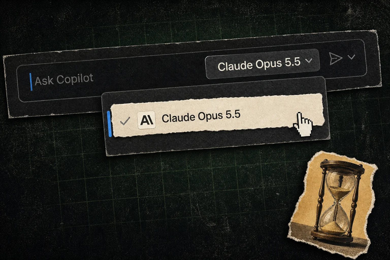 The GitHub Copilot model picker showing Claude Opus 5.5.