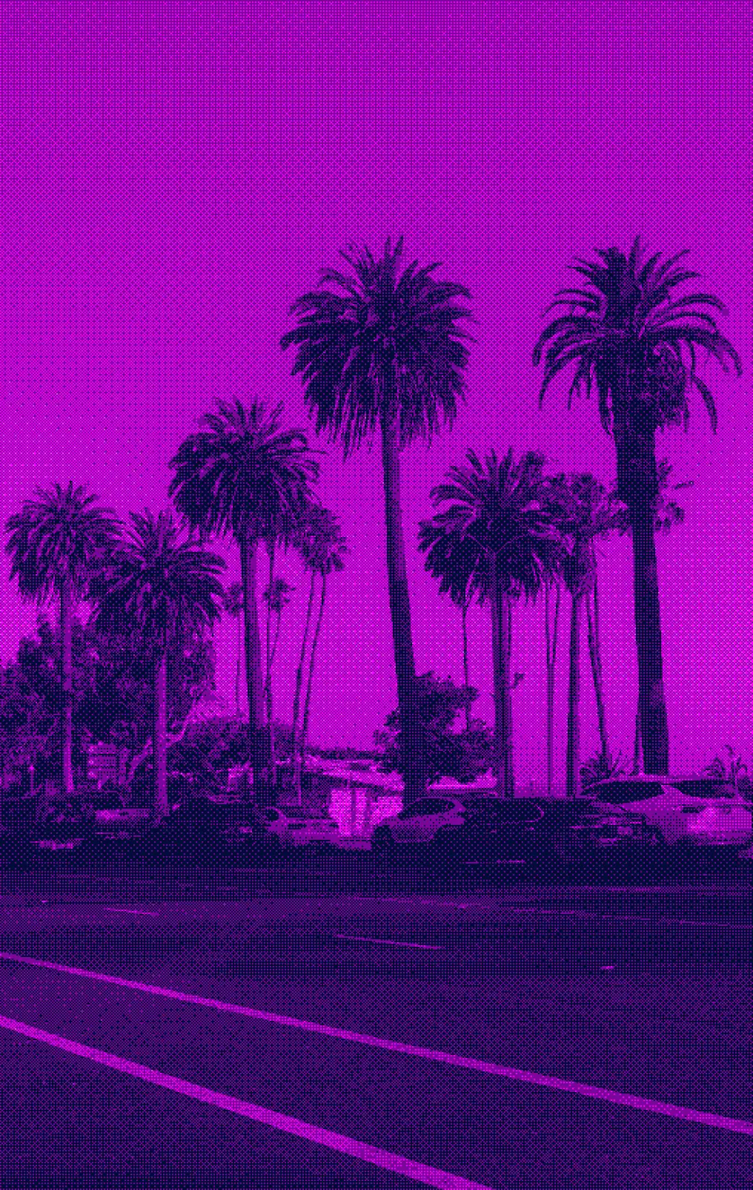 Palm trees and the Los Angeles skyline